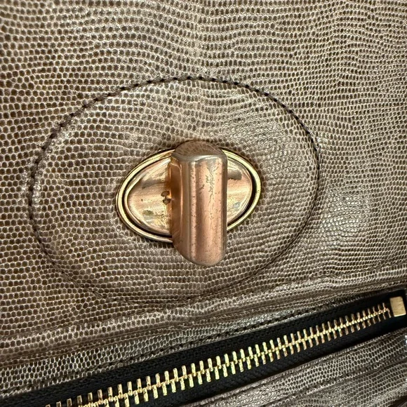 Coach Sydney Special Edition Turnlock Satchel Shoulder Bag Embossed Lizard